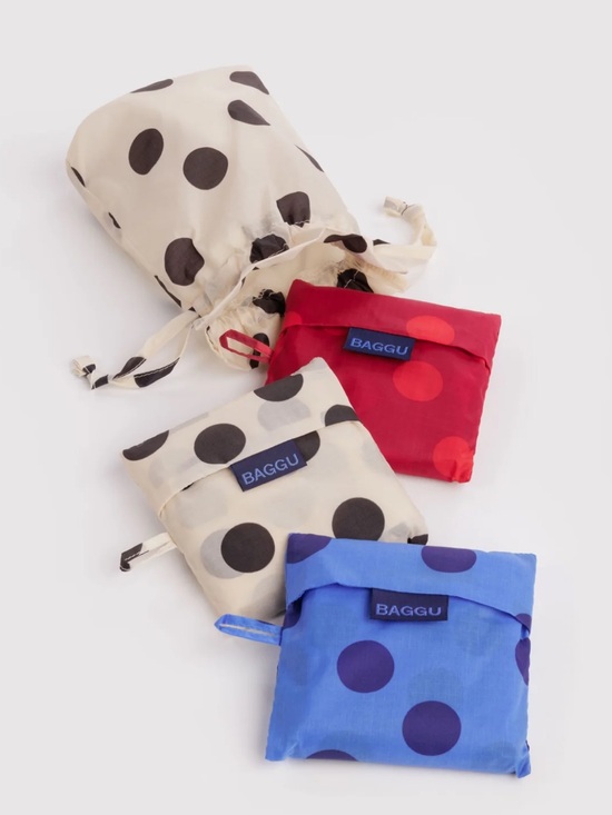 BAGGU Handbags - BAGGU Standard Three Bag Set In Polka Dot Mix